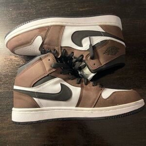 Brown and White High-Top Sneakers